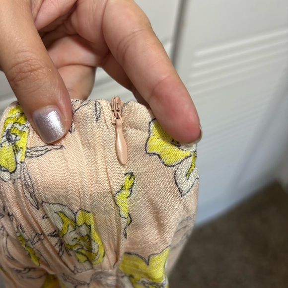 AUDREY3+1 Y2K Light Pink and Yellow Runched Bust Floral Slip Mini Dress Size M - Picture 7 of 7